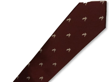 Maroon Burgundy Tie With Eagle Print Design - Handmade By Frederick Thomas Showcasing Signature Floral Rear Detail by Frederick Thomas Handmade Mens Ties