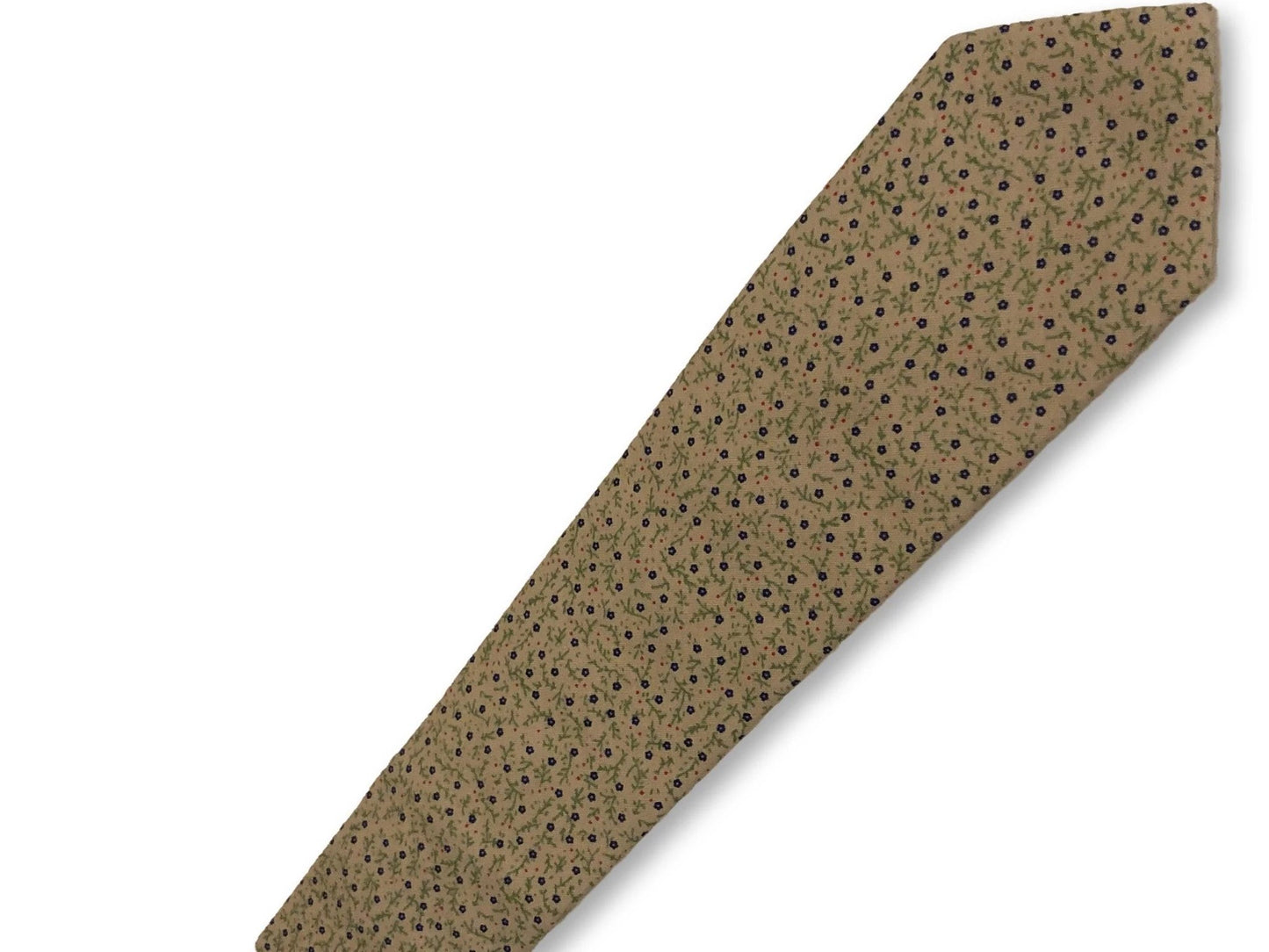 Cream Cotton Tie With Blue Ditsy Flower Print Design - Handcrafted By Frederick Thomas For Timeless Professional Style by Frederick Thomas Handmade Mens Ties