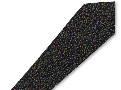 dark red maroon with pink ditsy flower print design cotton tie by Frederick Thomas Handmade Mens Ties
