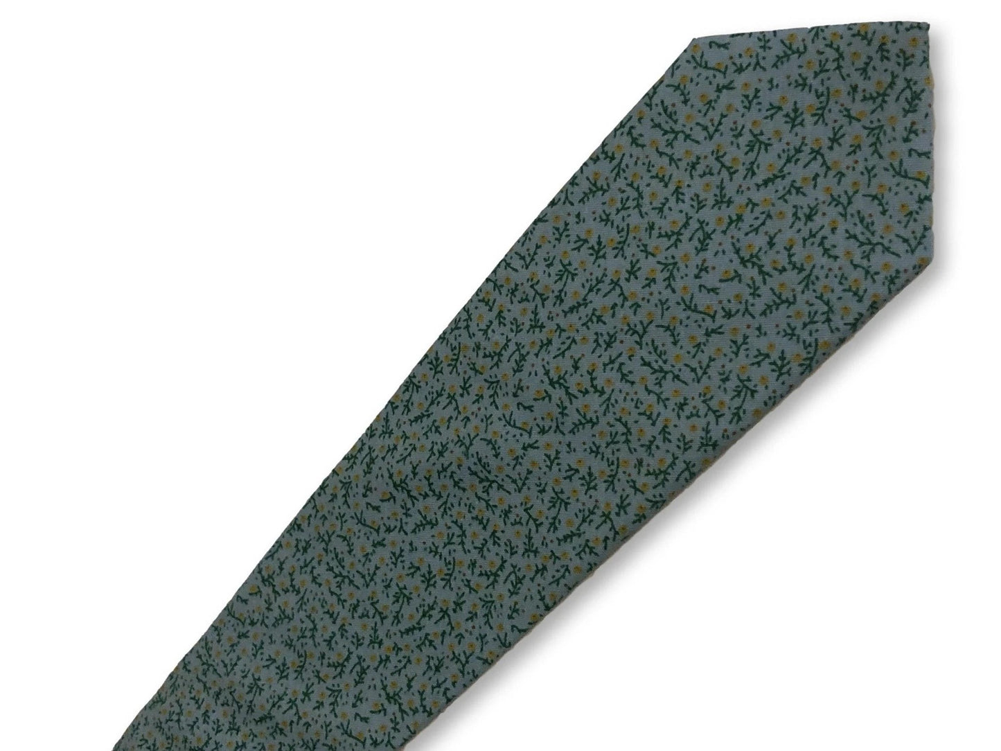 light pastel baby blue with yellow ditsy flower print design cotton tie by Frederick Thomas Handmade Mens Ties