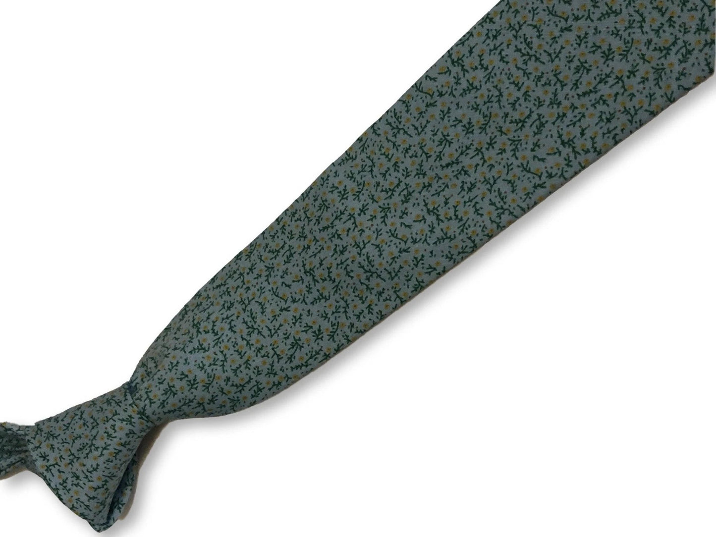 light pastel baby blue with yellow ditsy flower print design cotton tie by Frederick Thomas Handmade Mens Ties