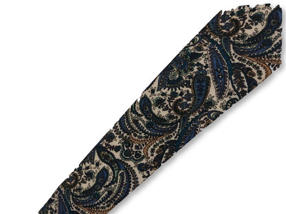 dark navy blue and turquoise blue paisley design cotton tie by Frederick Thomas Handmade Mens Ties