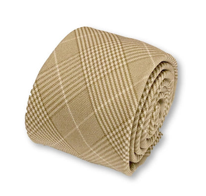 Light Sage Khaki Green Prince Of Wales Check Cotton Tie - Handmade For The Modern Professional Timeless And Versatile by Frederick Thomas Handmade Mens Ties