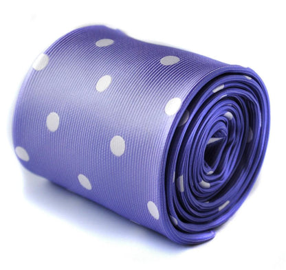 lavender purple tie with white polka dots by Frederick Thomas Handmade Mens Ties