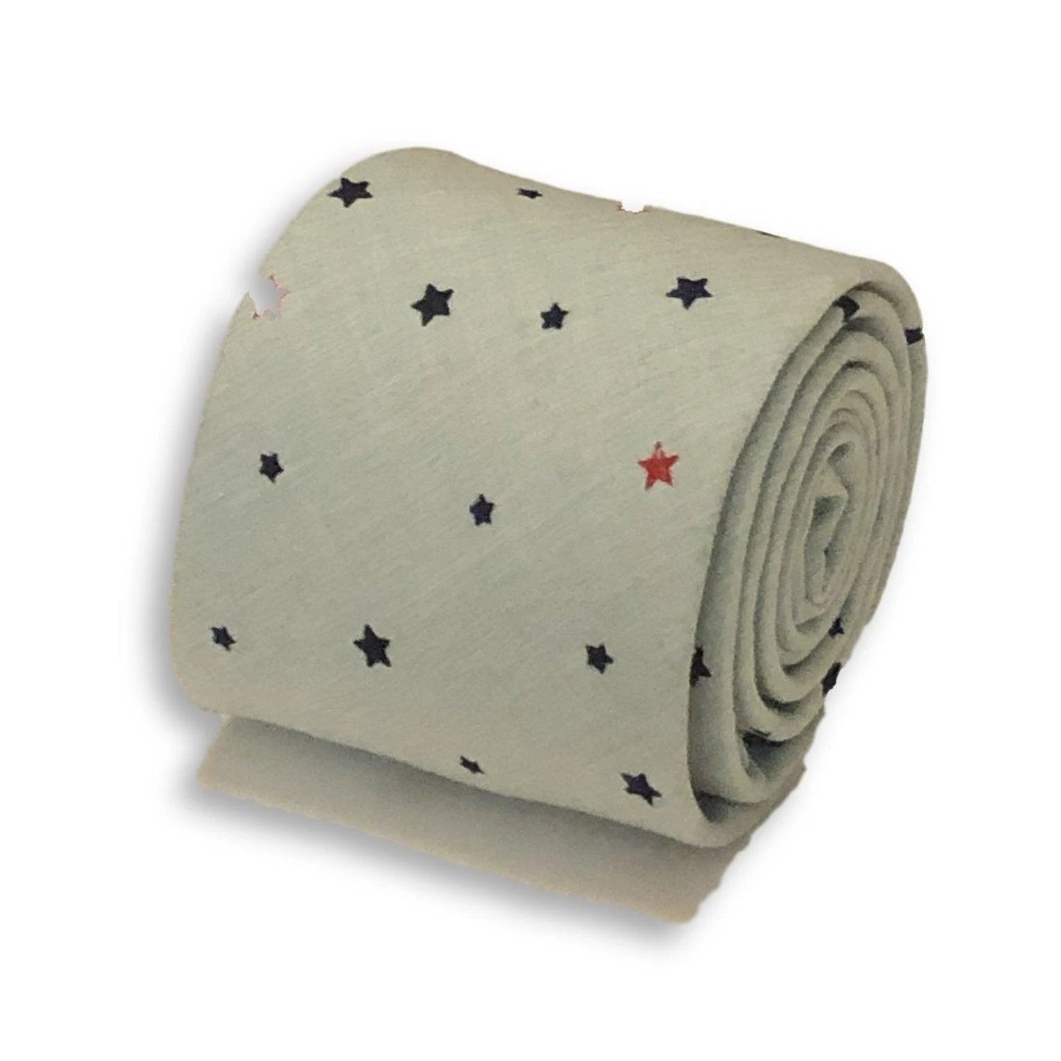 light mint sage green with star design cotton tie by Frederick Thomas Handmade Mens Ties