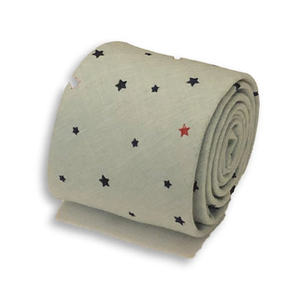 light mint sage green with star design cotton tie by Frederick Thomas Handmade Mens Ties