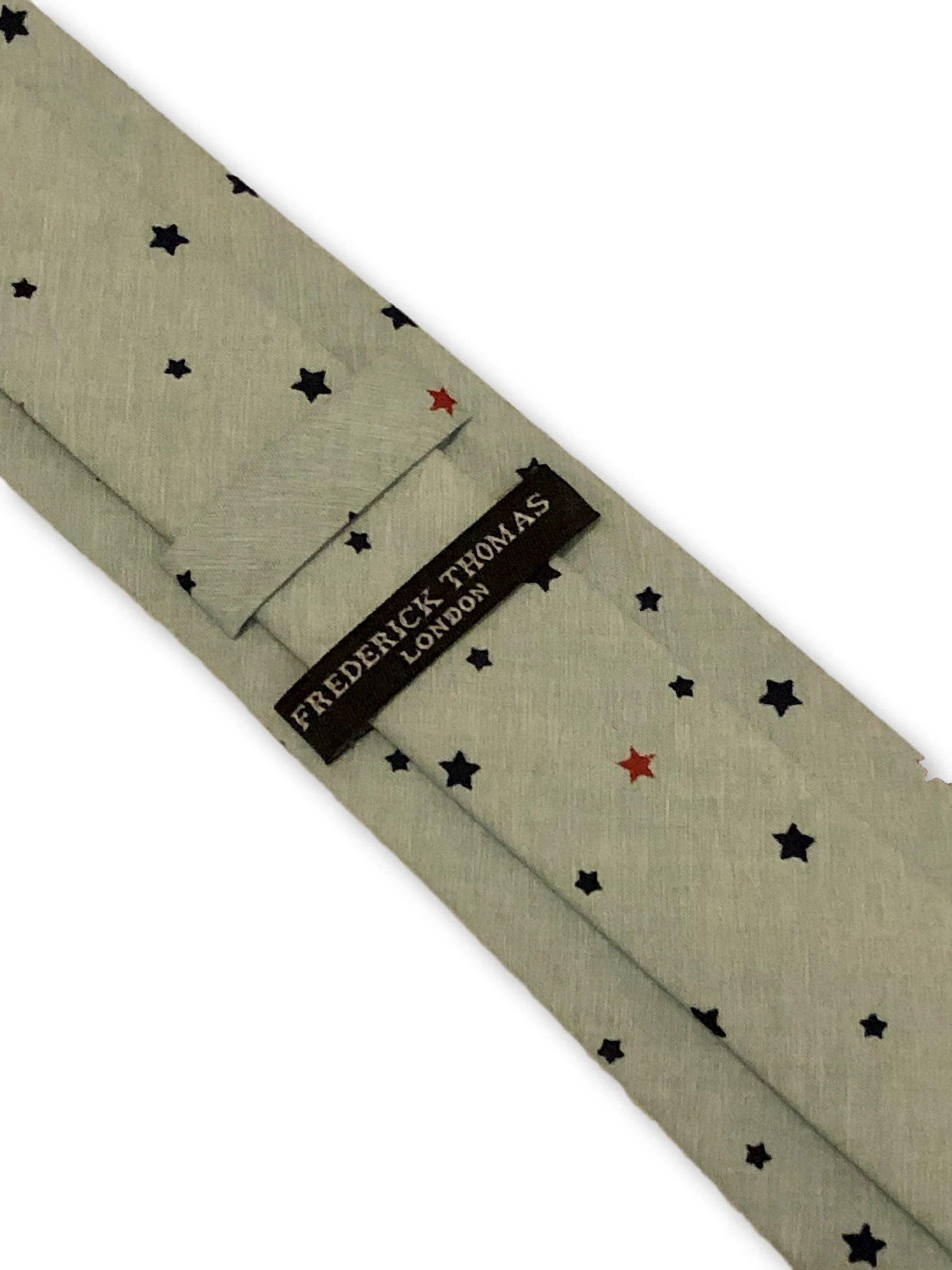 light mint sage green with star design cotton tie by Frederick Thomas Handmade Mens Ties