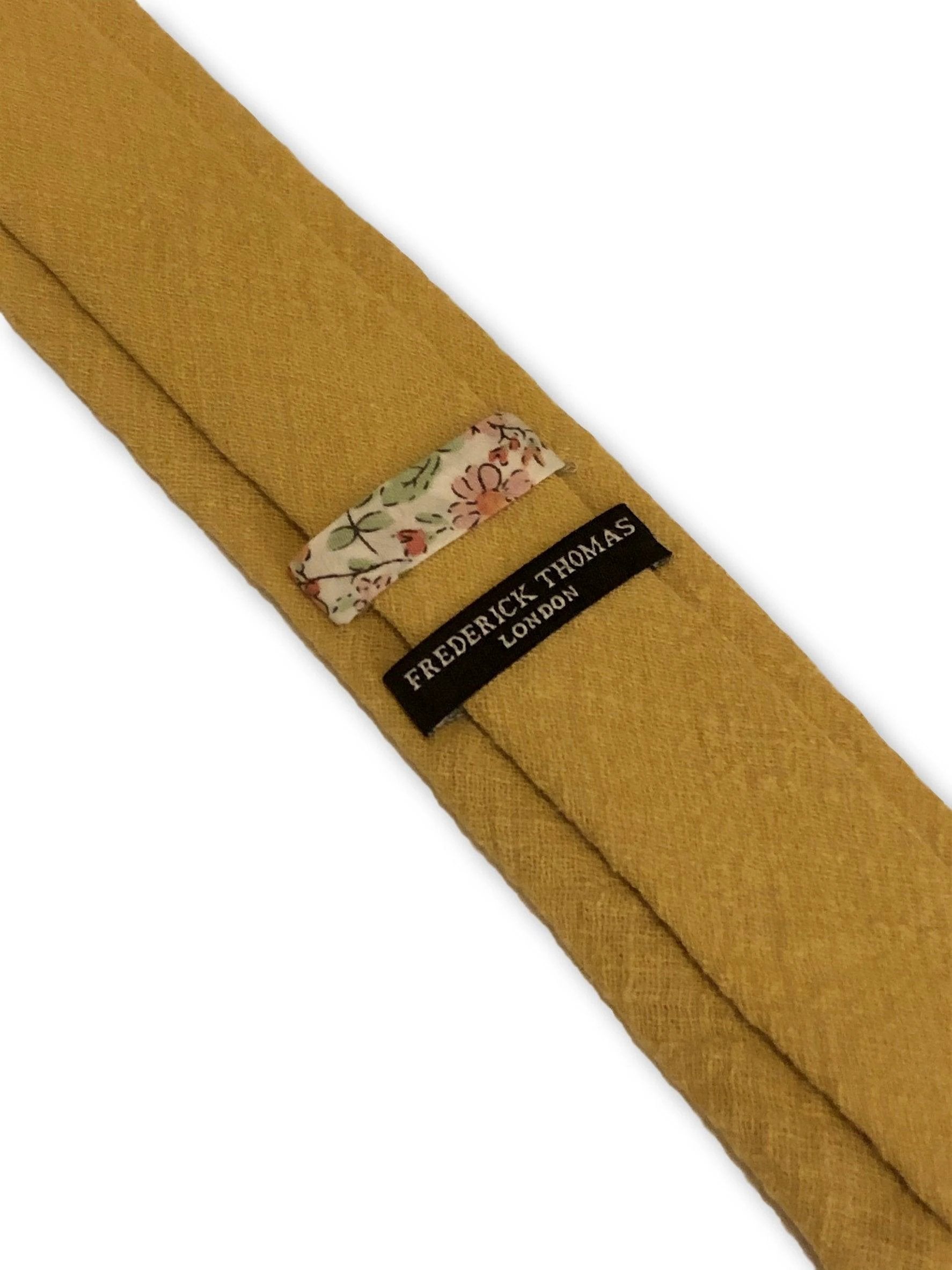 mustard gold yellow linen tie by Frederick Thomas Handmade Mens Ties