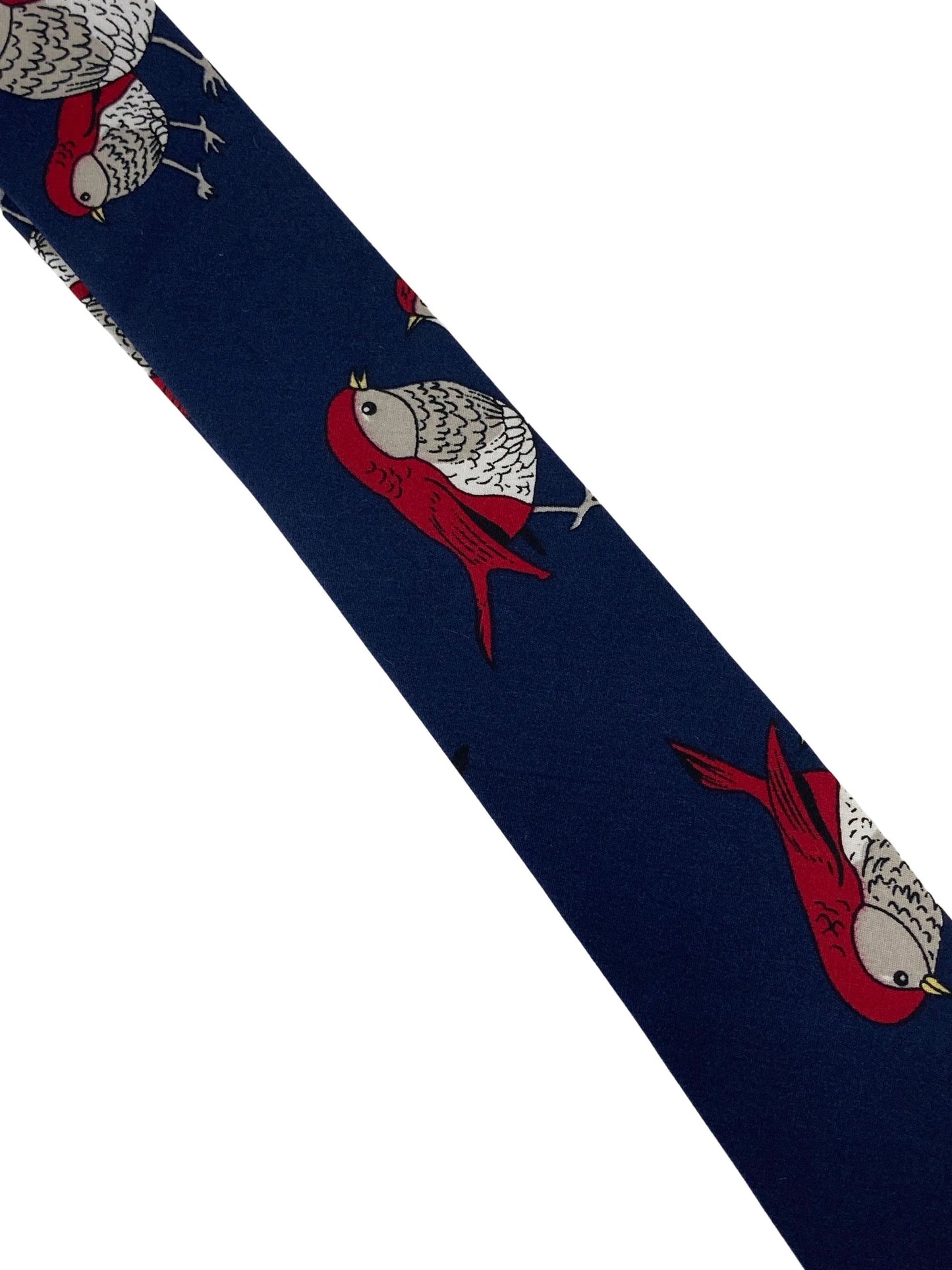 navy bird robin print mens cotton tie by Frederick Thomas Handmade Mens Ties