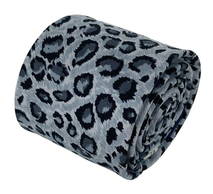 light grey leopard print cotton design mens tie by Frederick Thomas Handmade Mens Ties