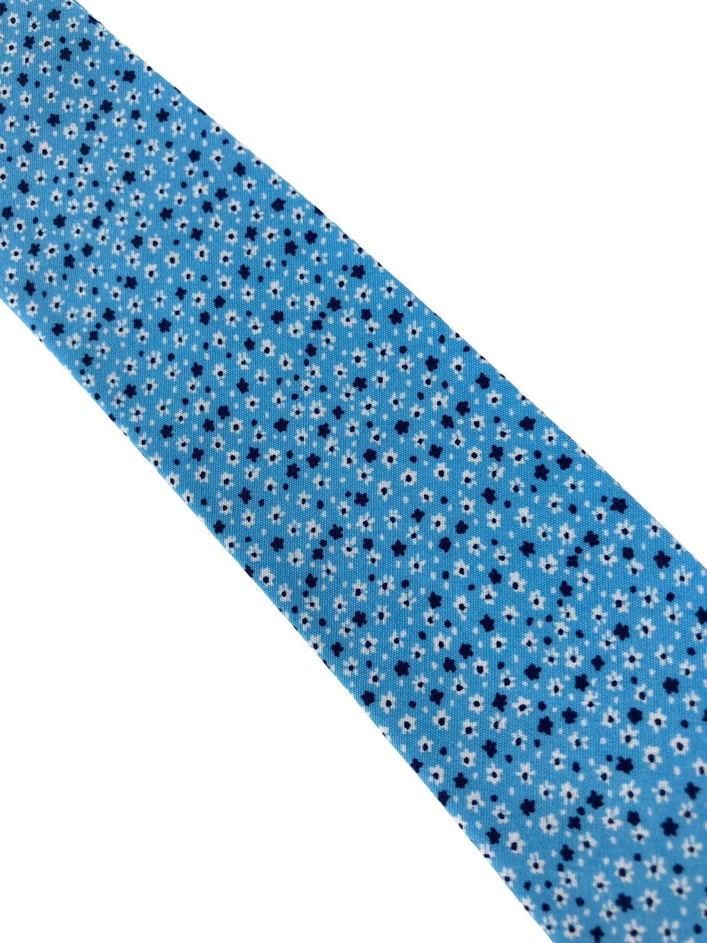 light pastel baby blue cotton tie with ditsy navy & white floral print by Frederick Thomas Handmade Mens Ties