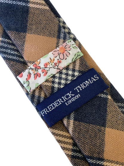 Frederick Thomas Handmade Tie - Brown and Black Prince of Wales Check Wool Pattern for Timeless Sophistication by Frederick Thomas Handmade Mens Ties