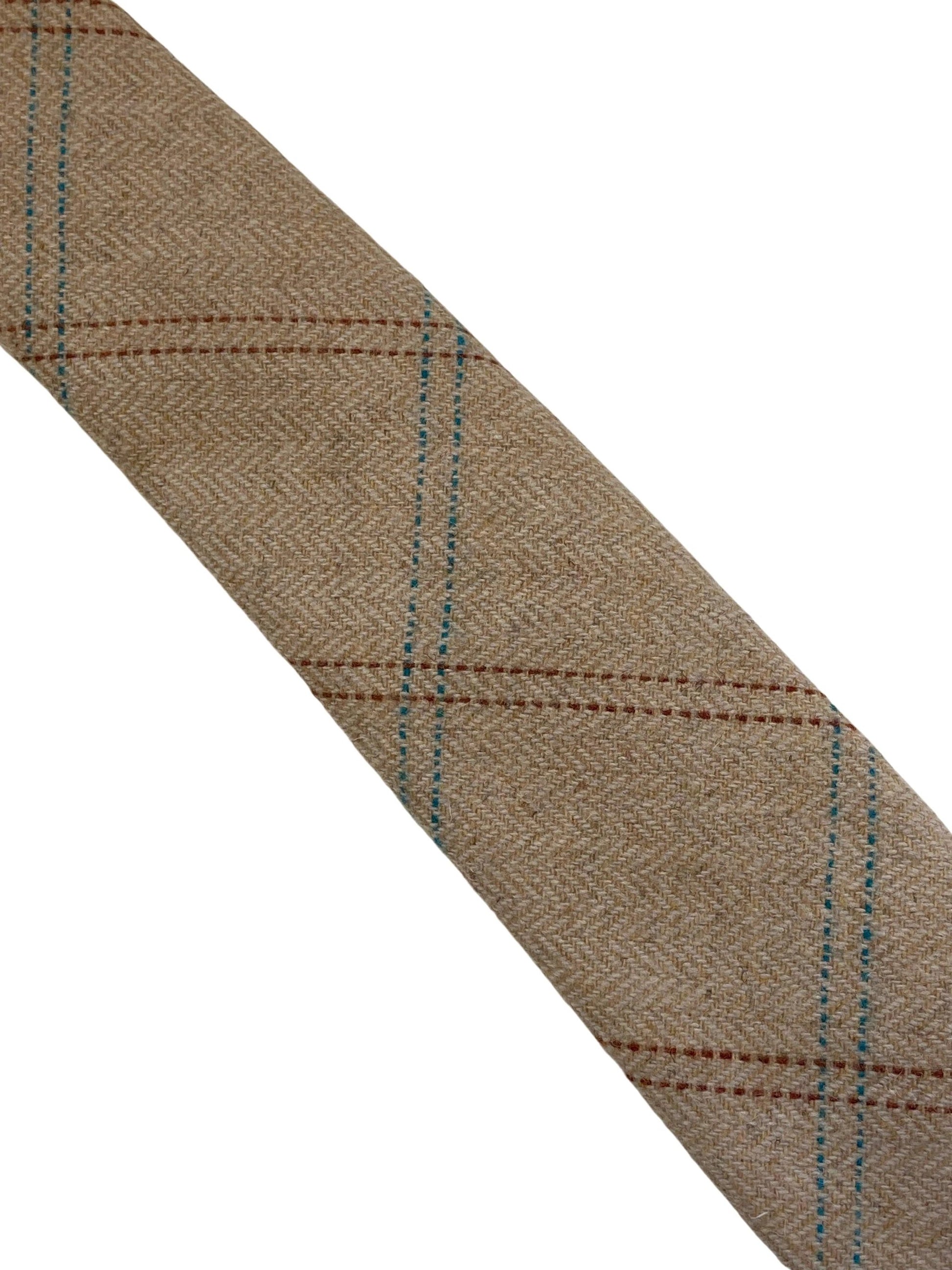 light brown check tweed style wool tie by Frederick Thomas Handmade Mens Ties