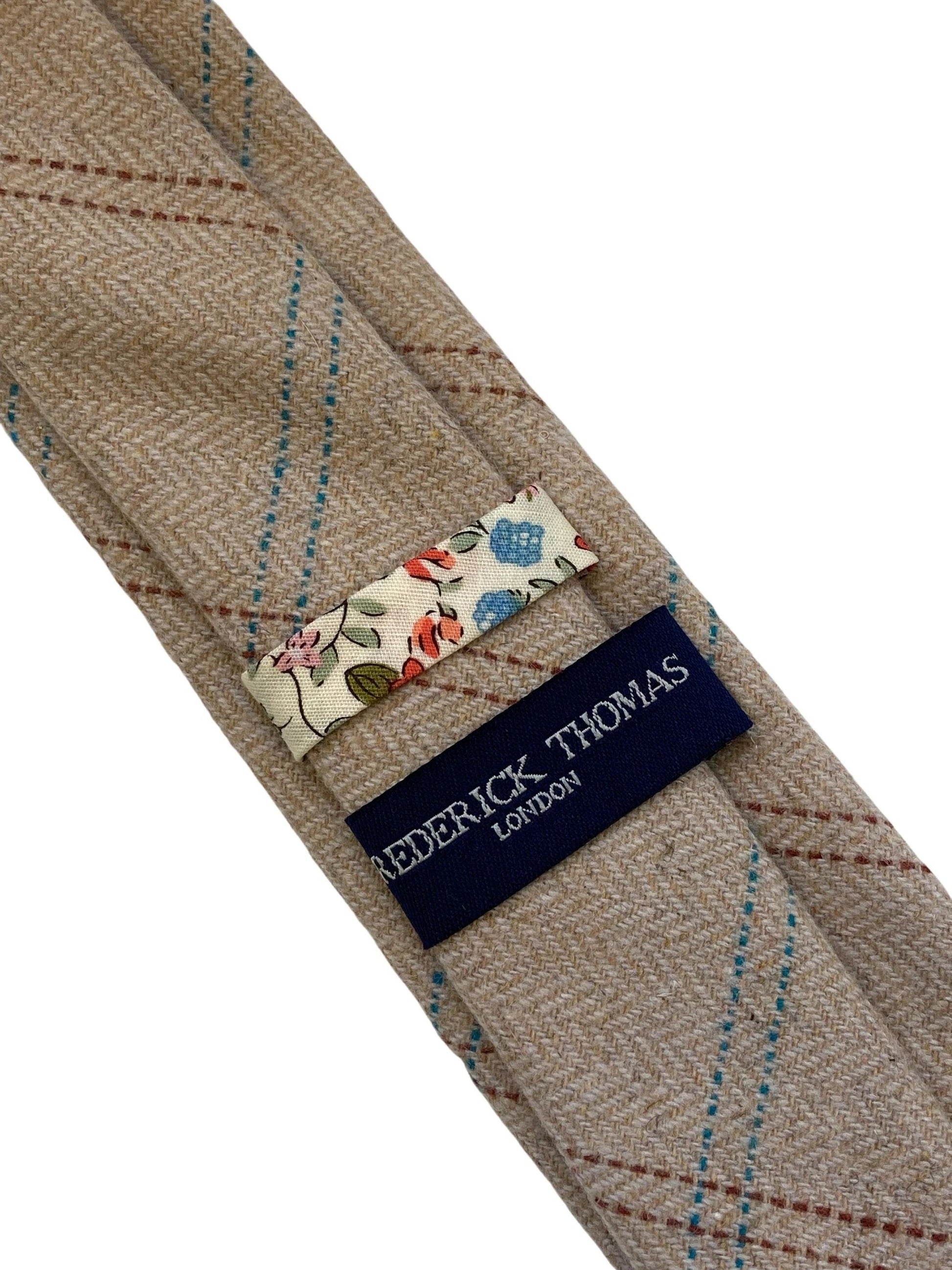 light brown check tweed style wool tie by Frederick Thomas Handmade Mens Ties