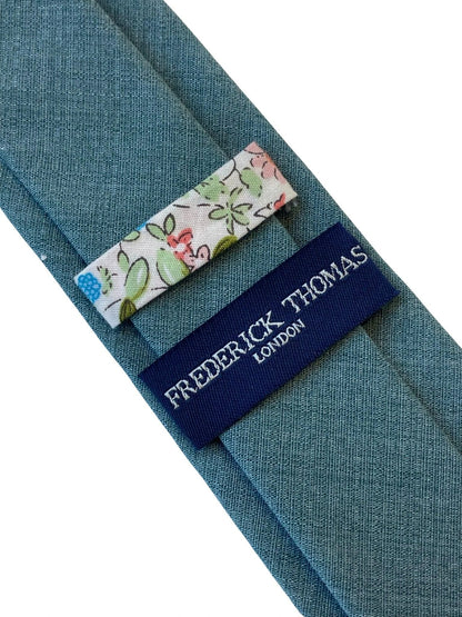 dark sea green turquoise 100% cotton mens tie by Frederick Thomas Handmade Mens Ties