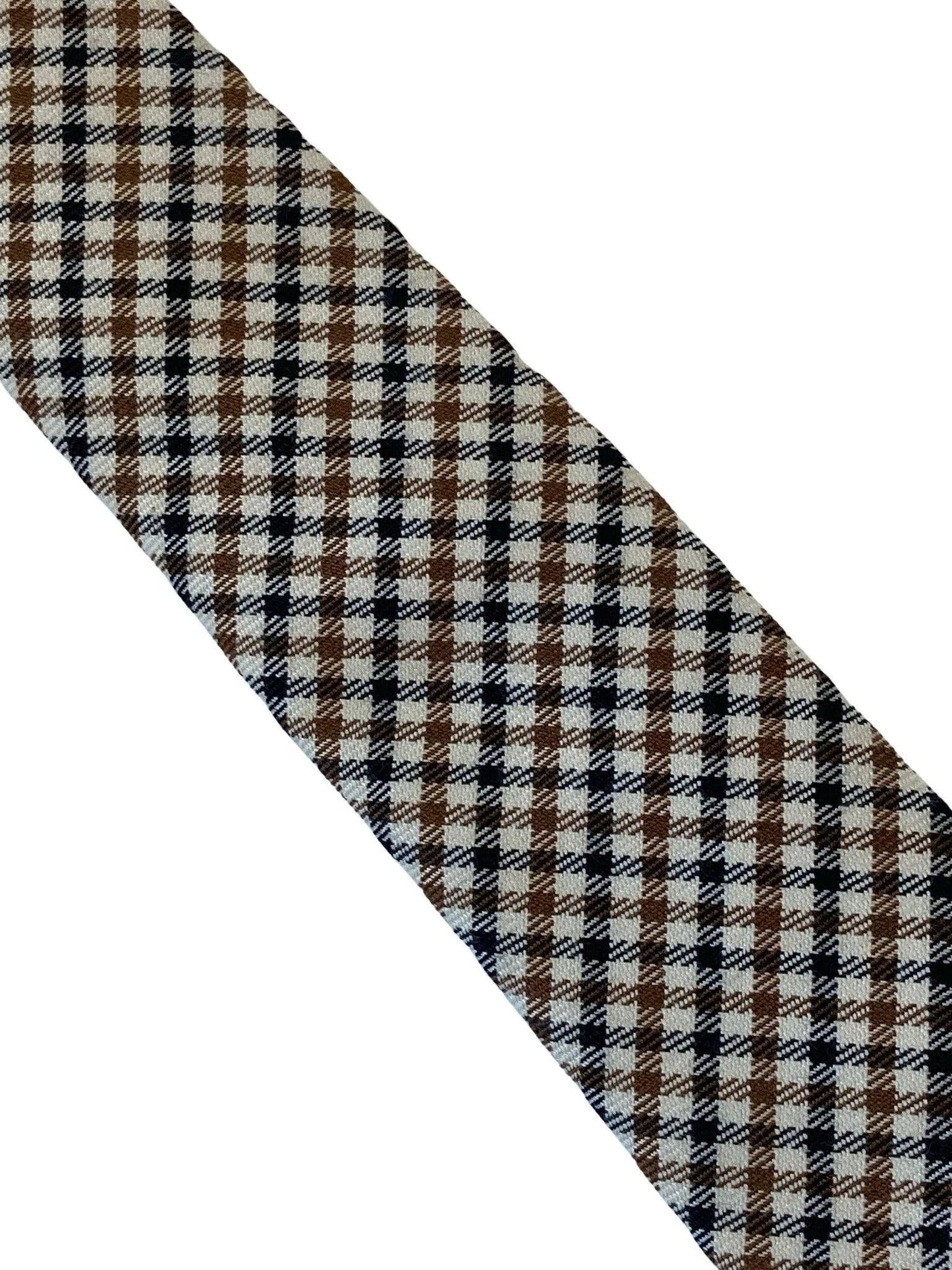 beige, brown & black check tweed style mens 100% wool tie by Frederick Thomas Handmade Mens Ties