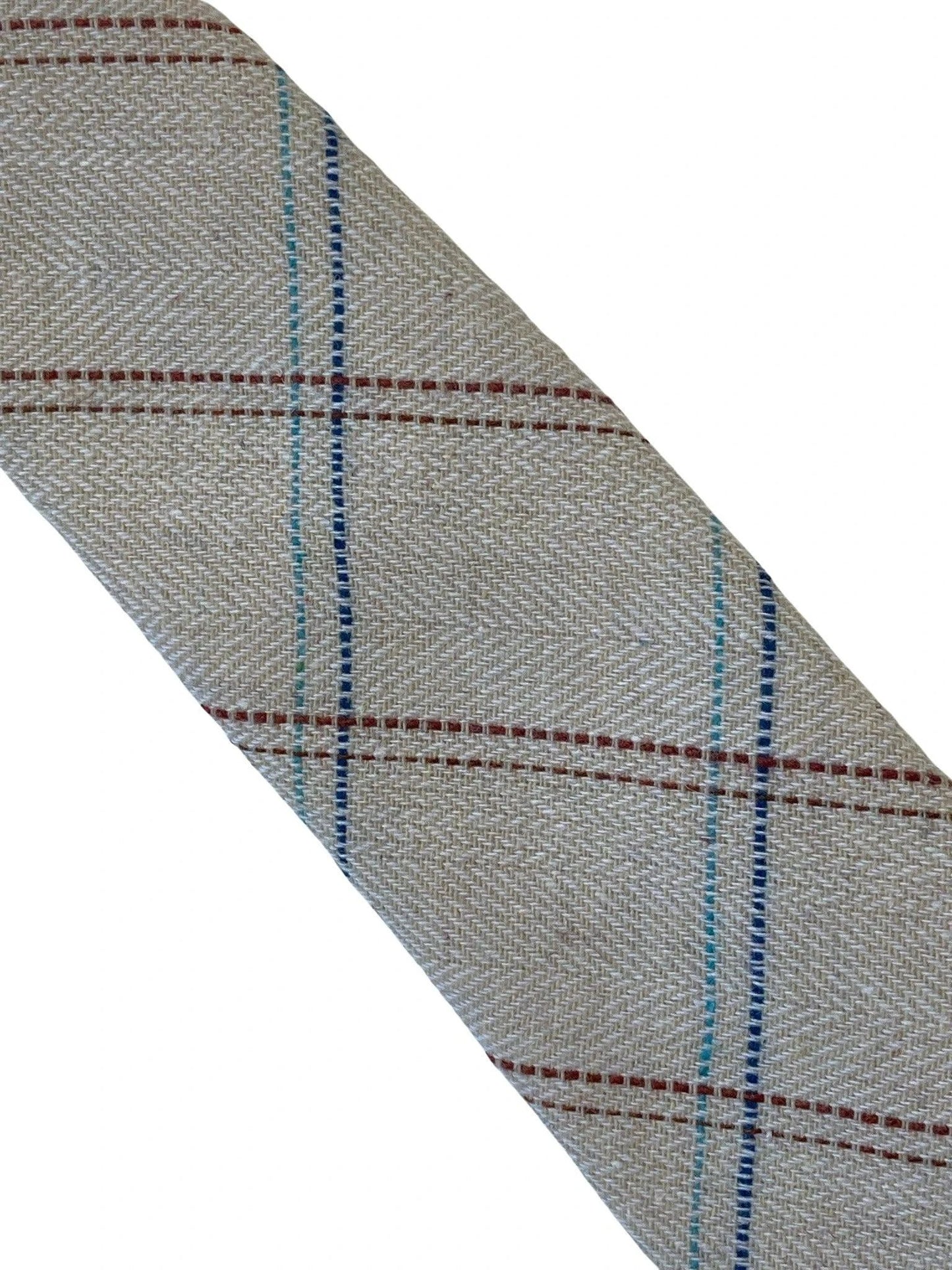 Beige Cream Check Tweed Style Mens Tie One Hundred Percent Wool - Handmade Luxury For The Professional Gentleman by Frederick Thomas Handmade Mens Ties