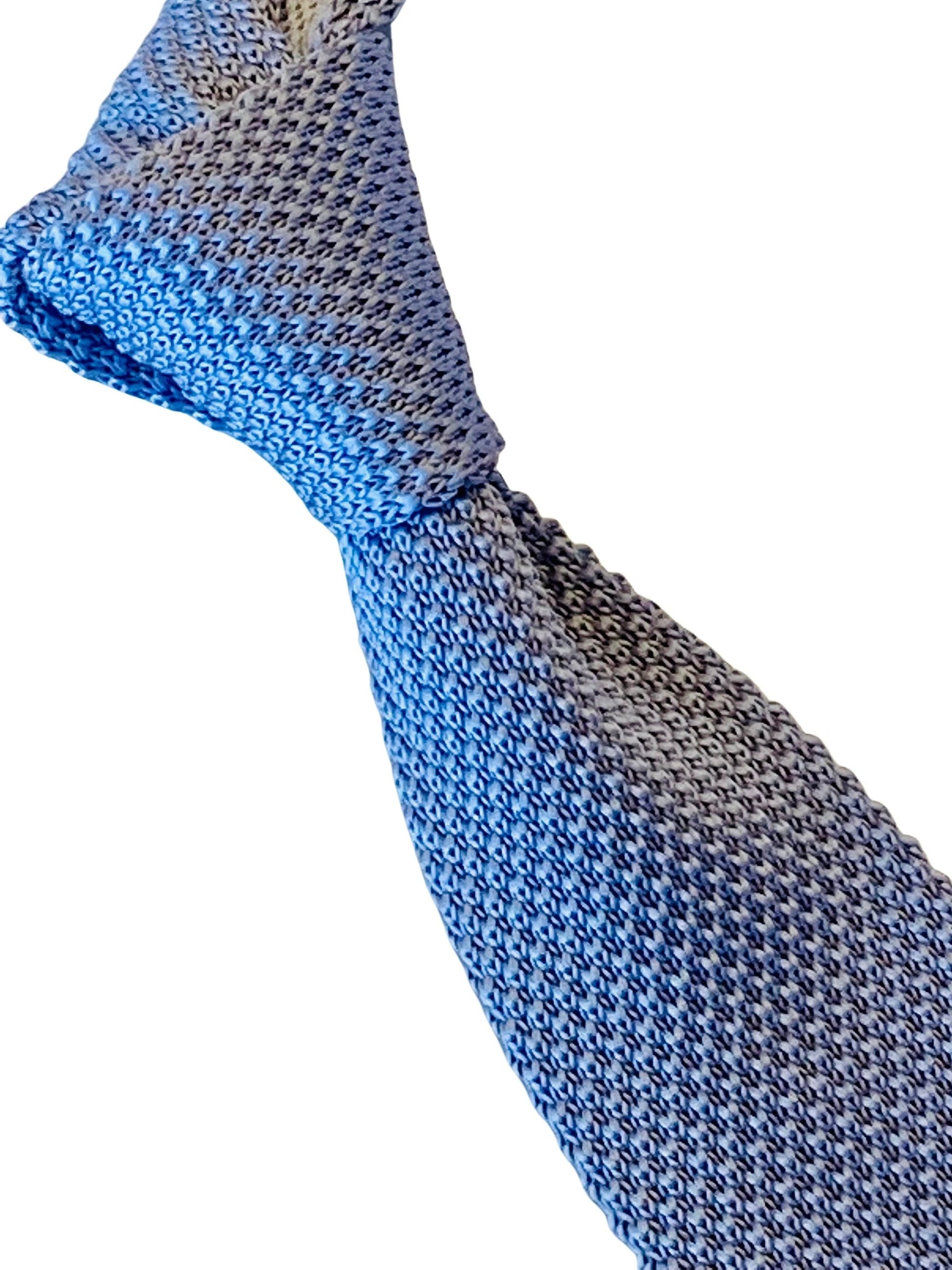 Cornflower Blue Knitted Tie - Handcrafted For The Luxury Professional Man With Signature Floral Pattern On The Rear by Frederick Thomas Handmade Mens Ties