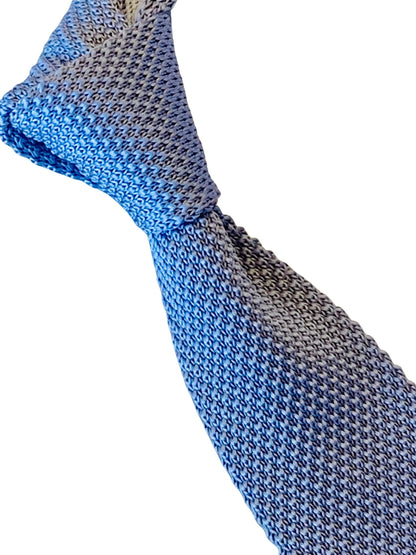 Cornflower Blue Knitted Tie - Handcrafted For The Luxury Professional Man With Signature Floral Pattern On The Rear by Frederick Thomas Handmade Mens Ties