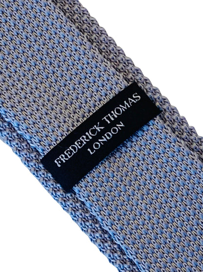 Cornflower Blue Knitted Tie - Handcrafted For The Luxury Professional Man With Signature Floral Pattern On The Rear by Frederick Thomas Handmade Mens Ties