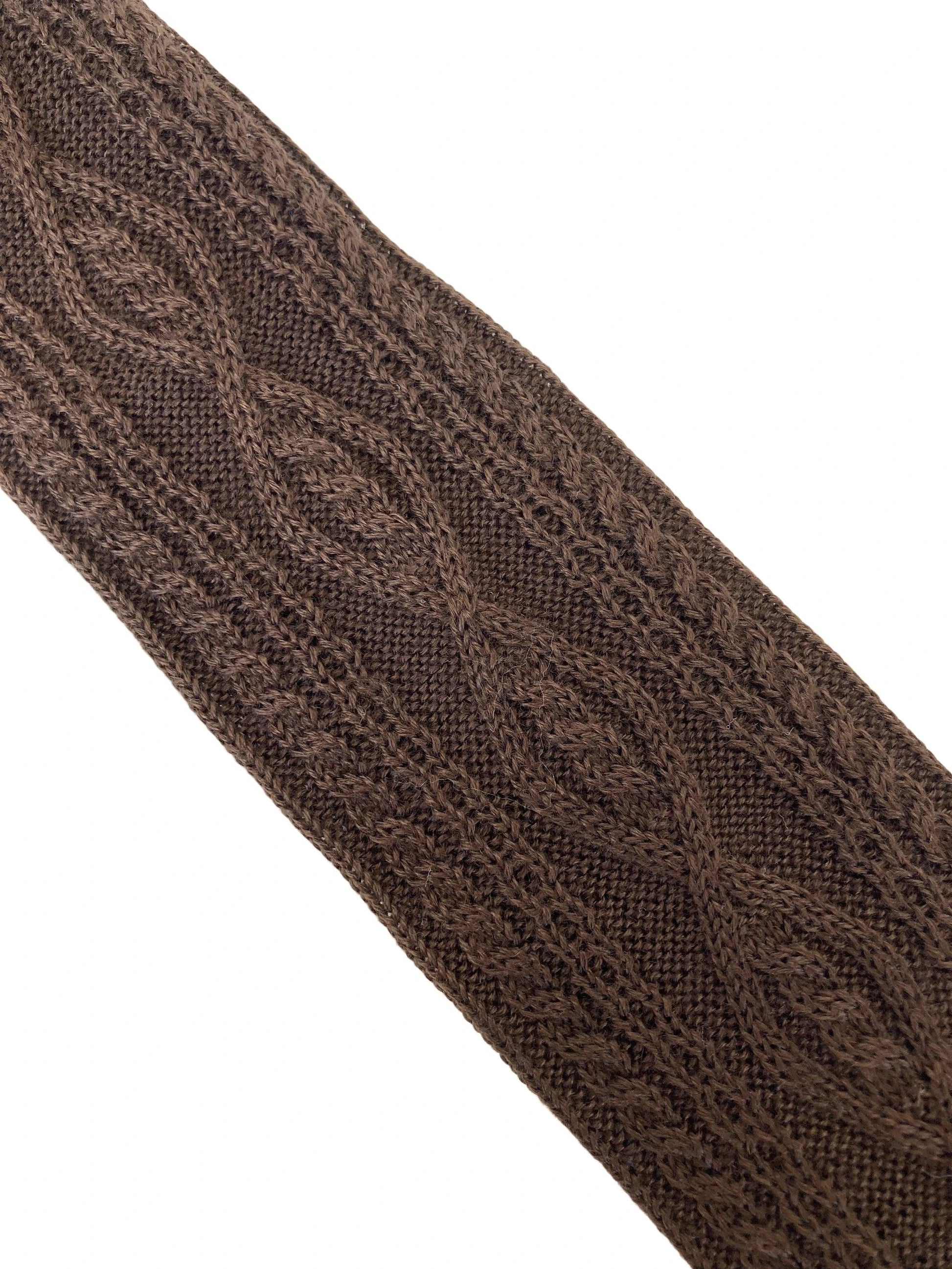 chocolate brown cable knitted mens tie by Frederick Thomas Handmade Mens Ties