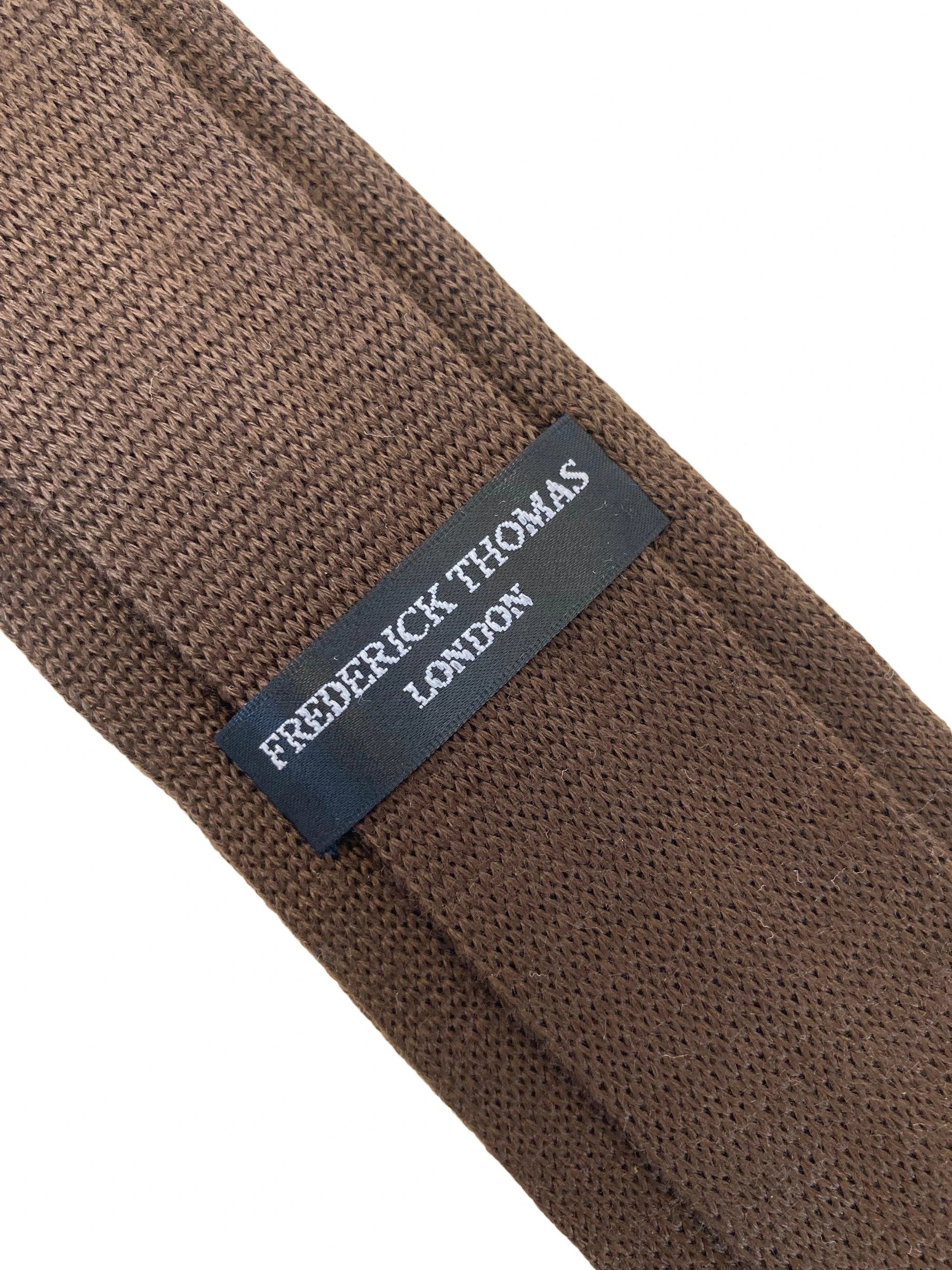 chocolate brown cable knitted mens tie by Frederick Thomas Handmade Mens Ties