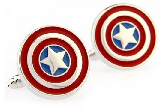 red circular star design cufflinks by Frederick Thomas Handmade Mens Ties