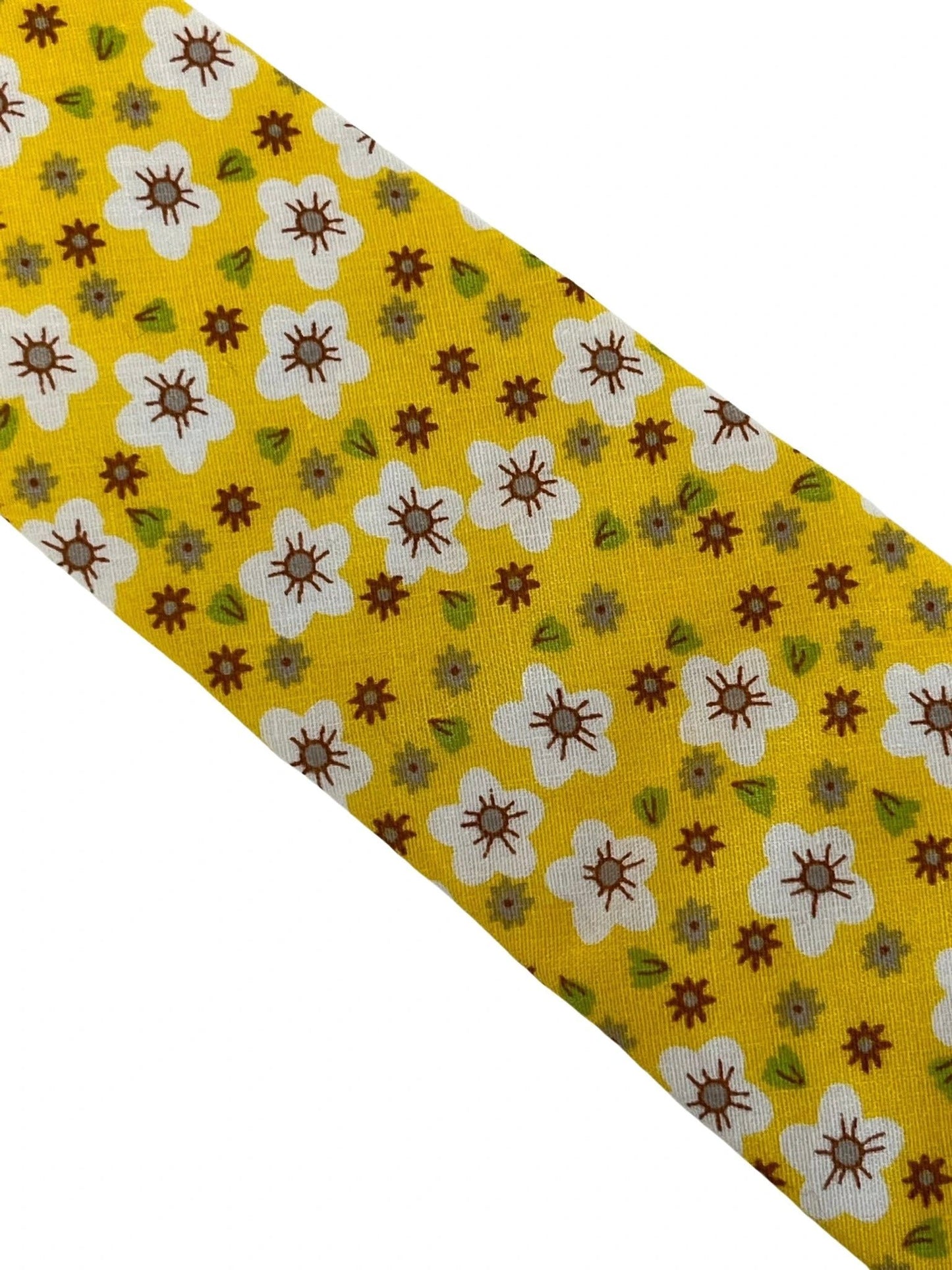 Mustard Gold Yellow Floral Men's Cotton Tie - Handcrafted Statement Piece For Subtle Confidence And Refined Style by Frederick Thomas Handmade Mens Ties