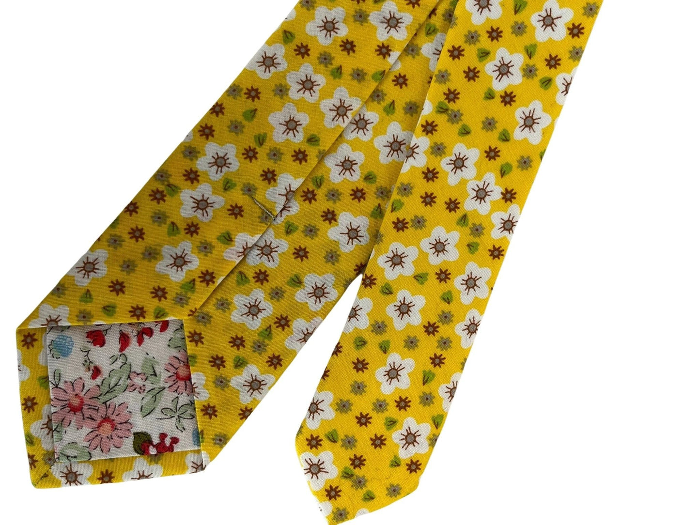 Mustard Gold Yellow Floral Men's Cotton Tie - Handcrafted Statement Piece For Subtle Confidence And Refined Style by Frederick Thomas Handmade Mens Ties