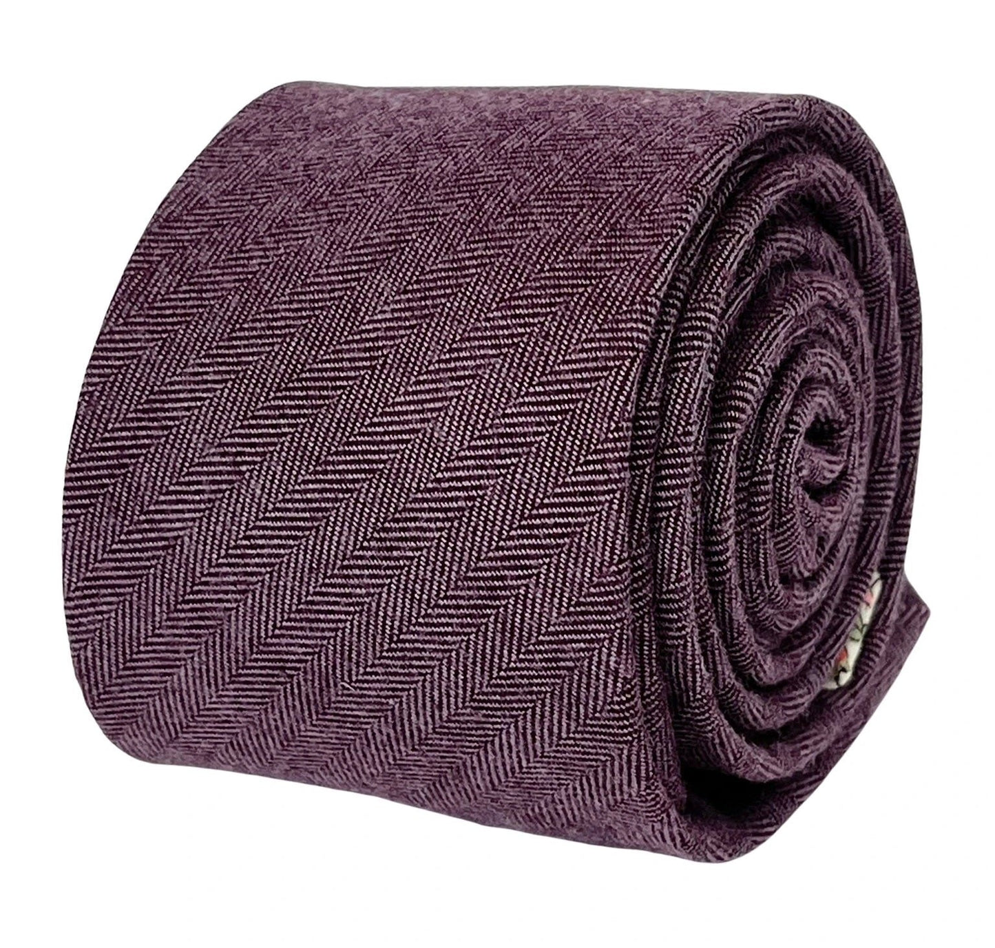 Maroon Purple Herringbone Cotton Men's Tie - Handmade Statement Piece In Rich Maroon Purple That Shifts In Light by Frederick Thomas Handmade Mens Ties