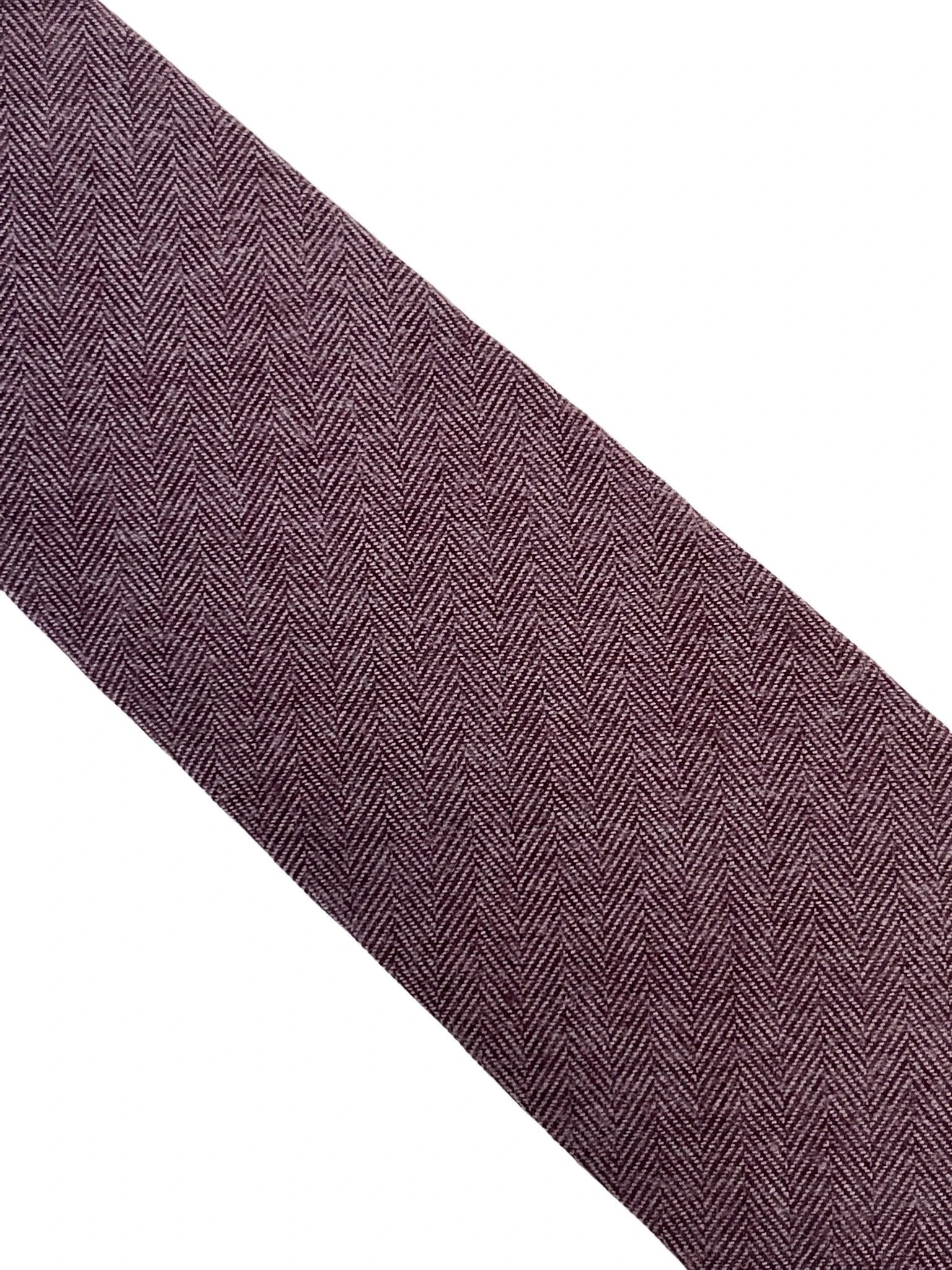 Maroon Purple Herringbone Cotton Men's Tie - Handmade Statement Piece In Rich Maroon Purple That Shifts In Light by Frederick Thomas Handmade Mens Ties
