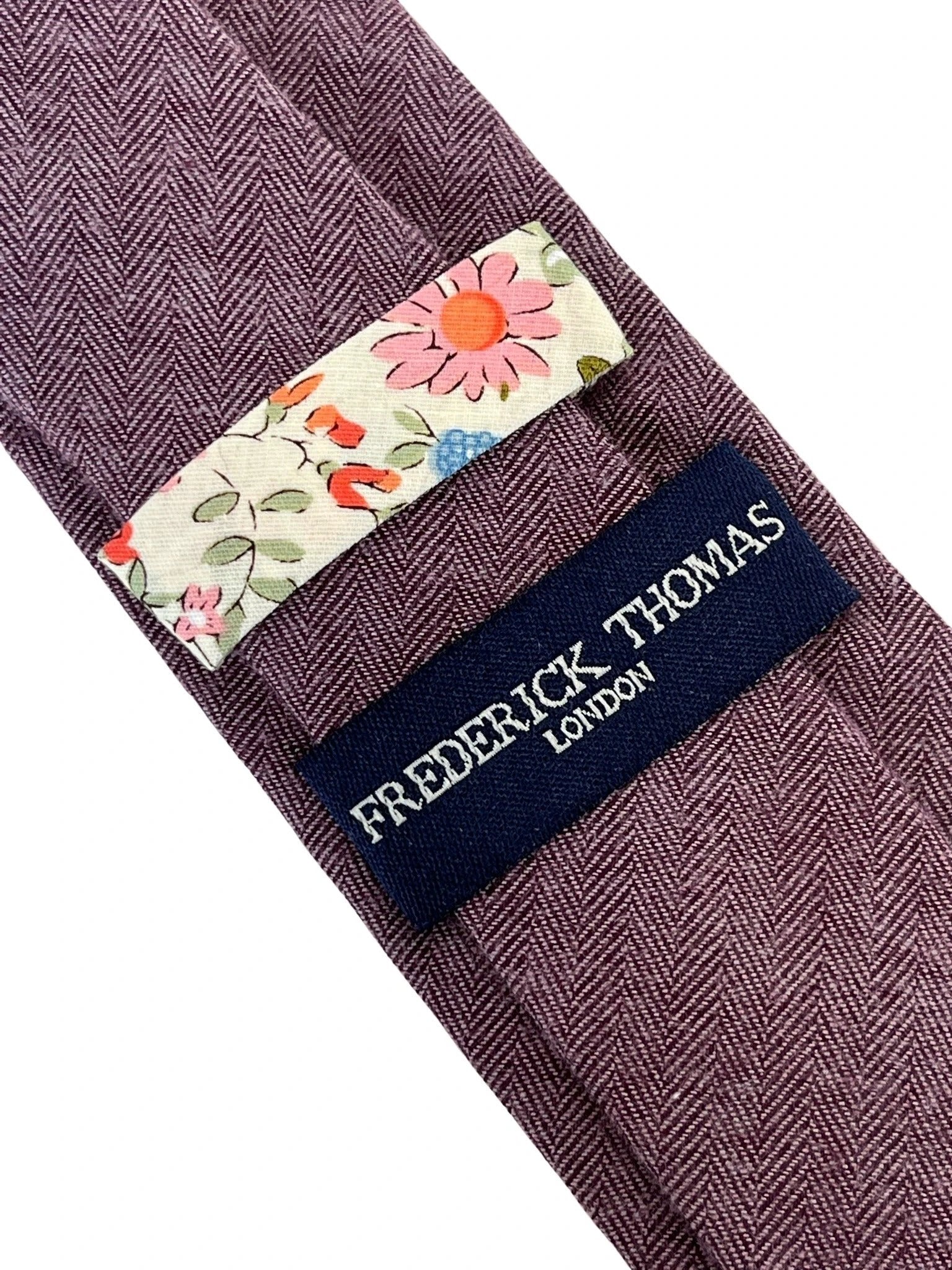 Maroon Purple Herringbone Cotton Men's Tie - Handmade Statement Piece In Rich Maroon Purple That Shifts In Light by Frederick Thomas Handmade Mens Ties