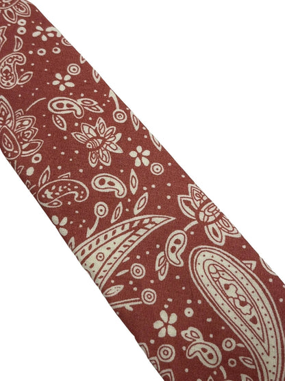 Coral Pink Paisley Men's Cotton Tie - Handmade Craftsmanship And Subtle Floral Detail For Modern Formalwear by Frederick Thomas Handmade Mens Ties