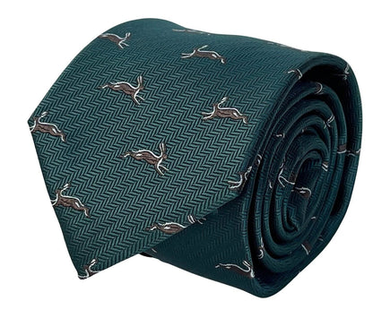 Frederick Thomas Handmade Dark Forest Green Tie - Woodland Hare Motif for Distinctive Gentleman Style by Frederick Thomas Handmade Mens Ties