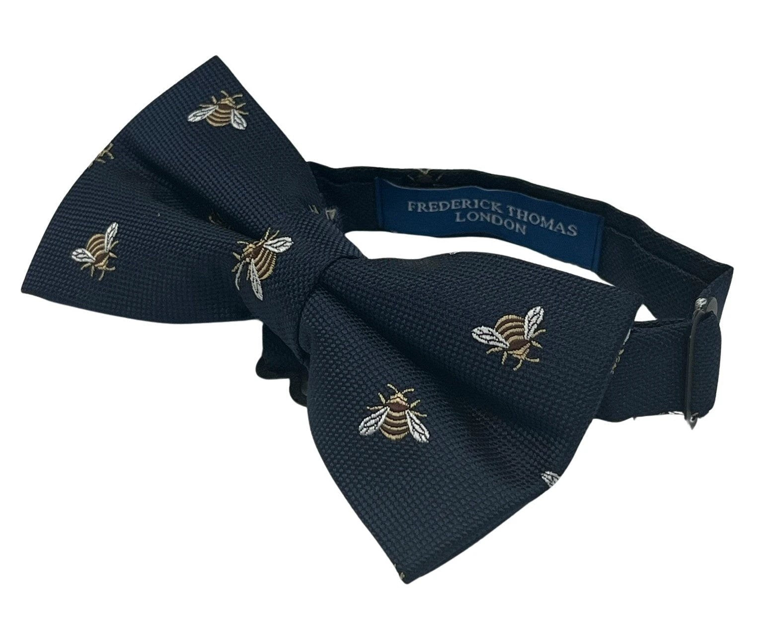Navy Dark Blue Adult Bow Tie With Honey Bumblebee Design - Pre Tied Ready To Wear For Flawless Knot Every Time by Frederick Thomas Handmade Mens Ties
