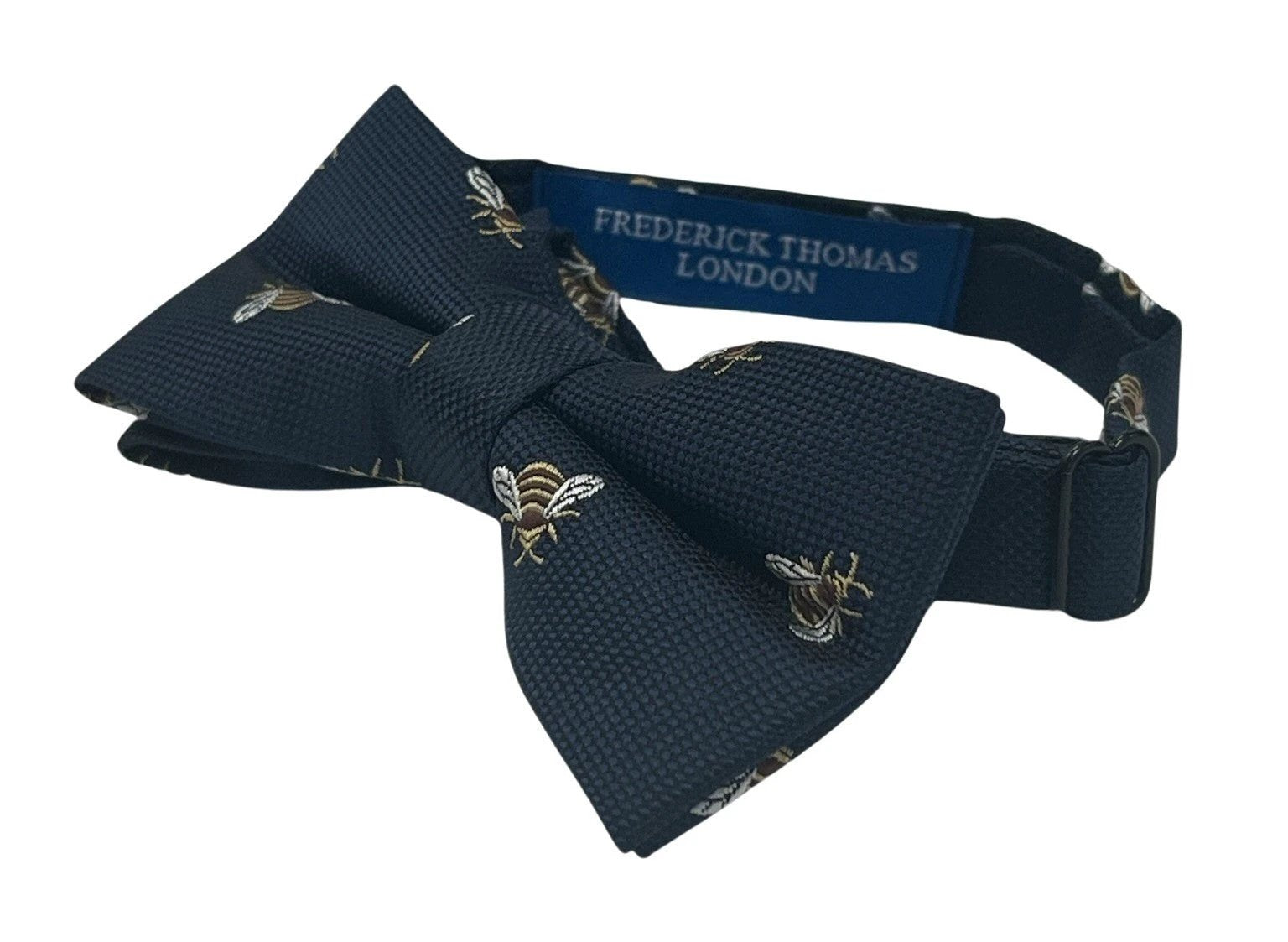Navy Dark Blue Adult Bow Tie With Honey Bumblebee Design - Pre Tied Ready To Wear For Flawless Knot Every Time by Frederick Thomas Handmade Mens Ties
