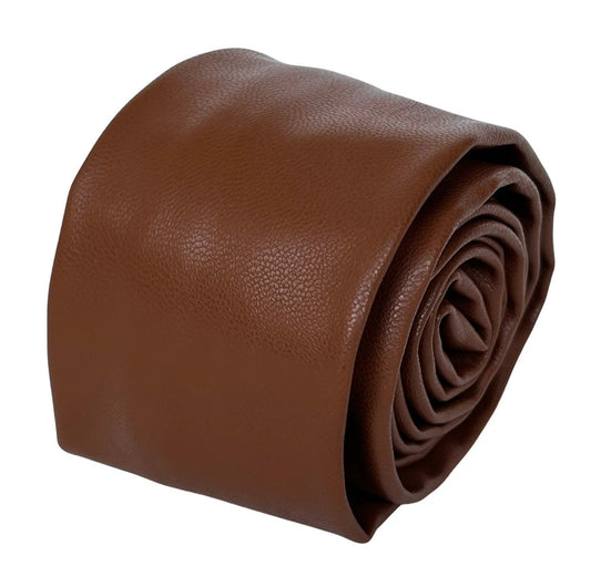 Frederick Thomas Chocolate Coffee Brown Tie - Handmade Luxe Faux Leather Texture for the Professional Look by Frederick Thomas Handmade Mens Ties