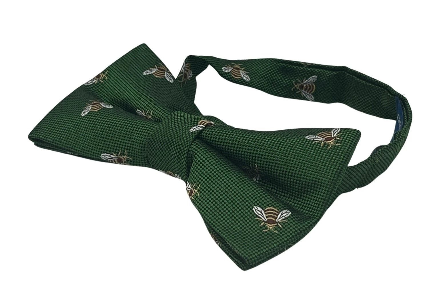 Fern Apple Green Child's Bow Tie with Honey Bumble-Bee Design by Frederick Thomas Handmade Mens Ties
