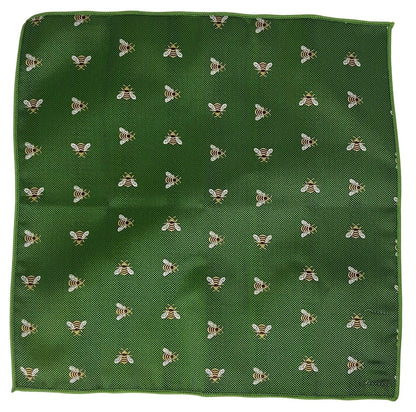 Fern Green Apple Pocket Square - Handmade With Embroidered Honey Bee Design By Frederick Thomas by Frederick Thomas Handmade Mens Ties