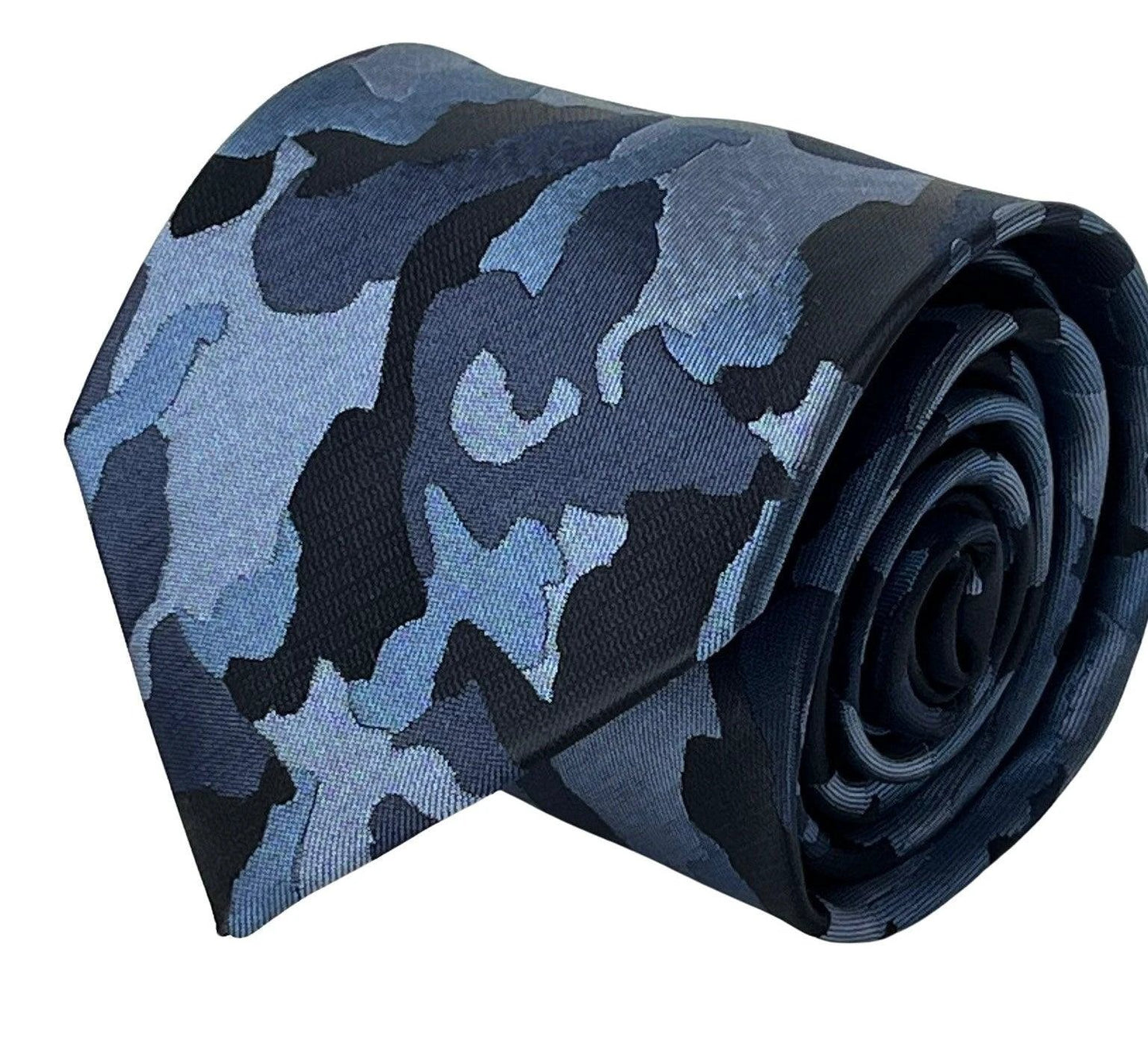Navy Blue Camouflage Design Tie 147cm Length Frederick Thomas Handmade by Frederick Thomas Handmade Mens Ties