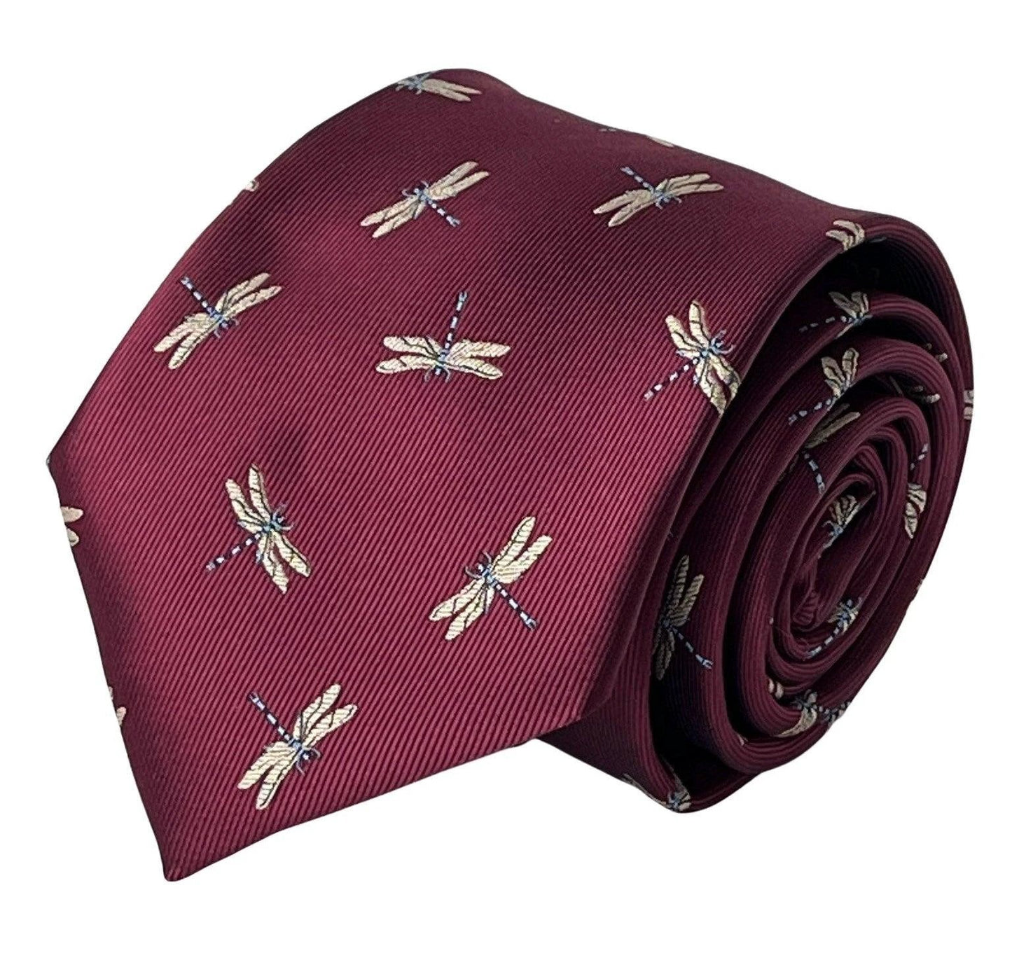 Frederick Thomas Maroon Tie - Expertly Embroidered Dragonfly Design For Subtle Luxury And Professional Presence by Frederick Thomas Handmade Mens Ties