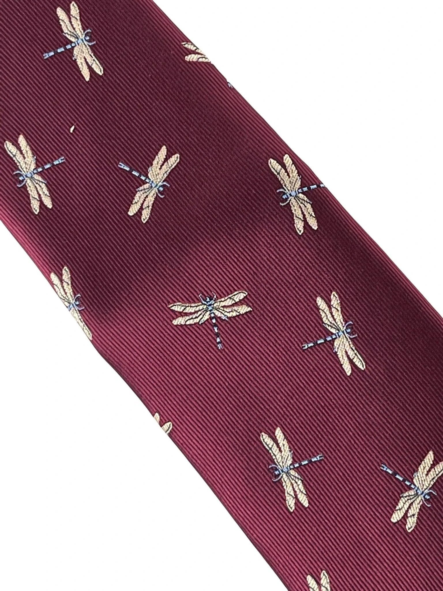 Frederick Thomas Maroon Tie - Expertly Embroidered Dragonfly Design For Subtle Luxury And Professional Presence by Frederick Thomas Handmade Mens Ties