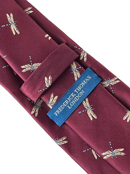 Frederick Thomas Maroon Tie - Expertly Embroidered Dragonfly Design For Subtle Luxury And Professional Presence by Frederick Thomas Handmade Mens Ties