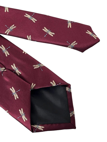 Frederick Thomas Maroon Tie - Expertly Embroidered Dragonfly Design For Subtle Luxury And Professional Presence by Frederick Thomas Handmade Mens Ties