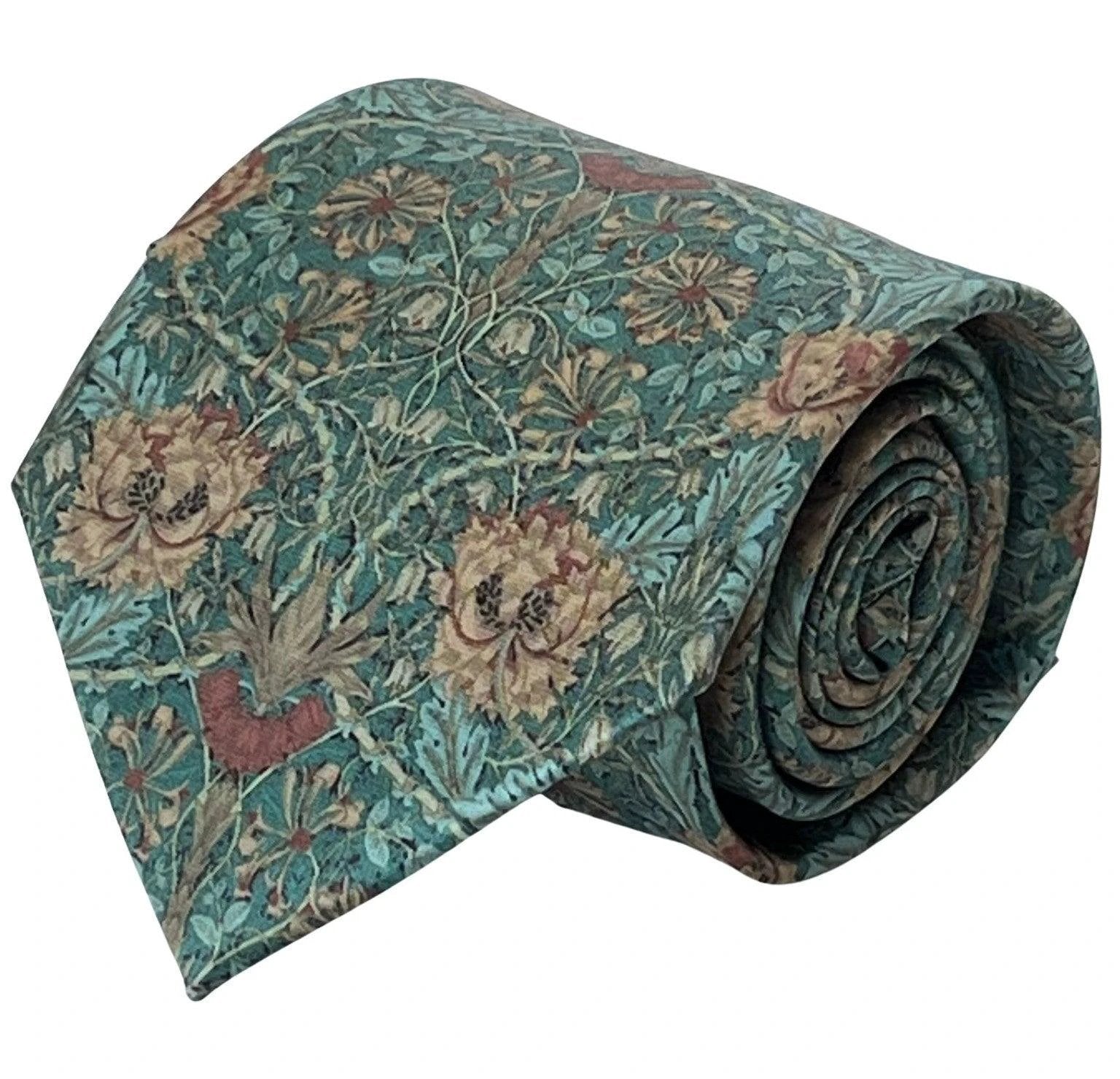 Green William Morris Pimpernel Style Design Tie - Handmade By Frederick Thomas For Luxury Professional Style 8 cm Wide by Frederick Thomas Handmade Mens Ties