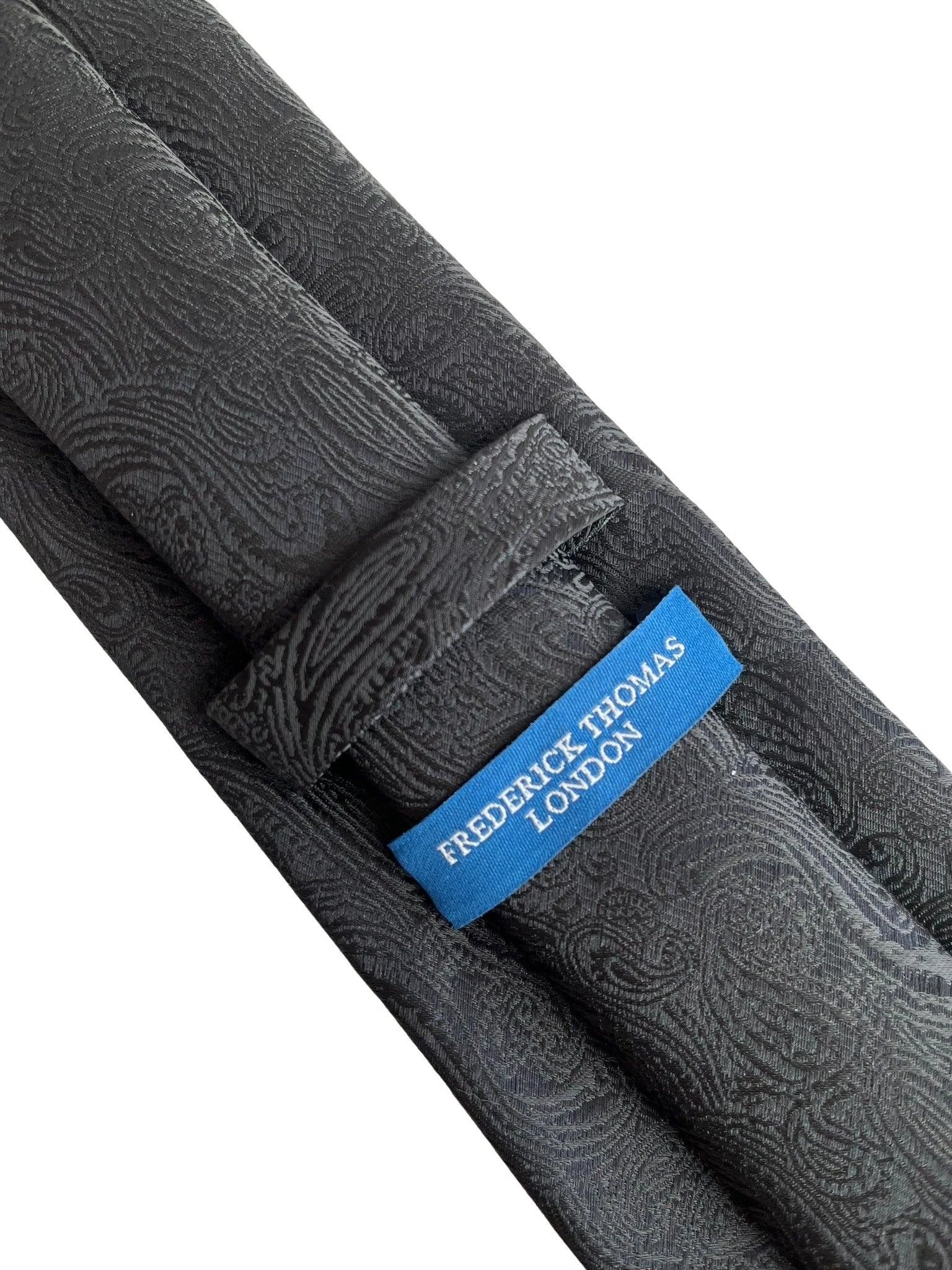 Frederick Thomas Handmade Tie - Timeless Black Paisley Design For Subtle Elegance by Frederick Thomas Handmade Mens Ties