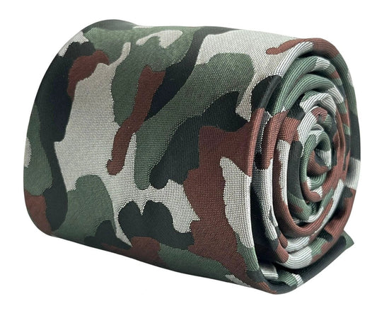 Frederick Thomas Army Camouflage Forest Green And Brown Handmade Tie - Luxury Craftsmanship Meets Bold Camouflage by Frederick Thomas Handmade Mens Ties