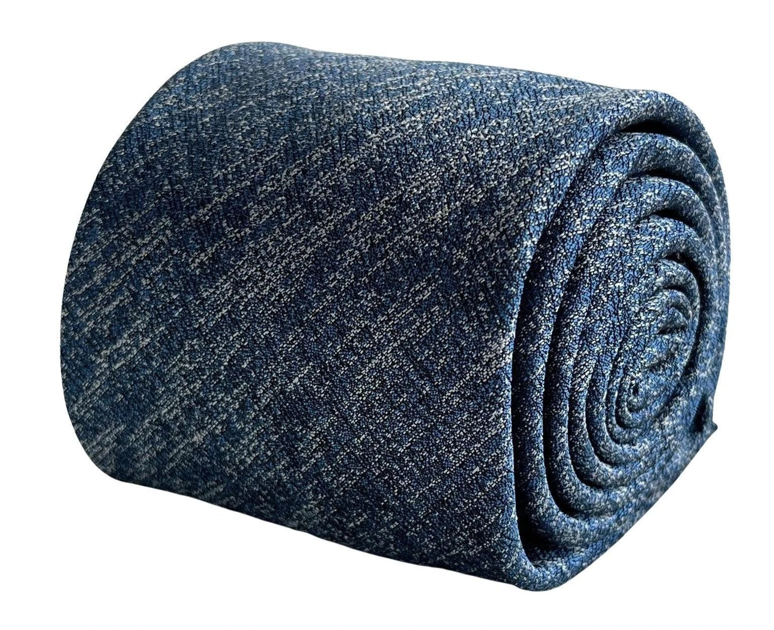 Medium Blue and White Scratched Design Tie by Frederick Thomas Handcrafted Luxury for Subtle Professional Impression by Frederick Thomas Handmade Mens Ties