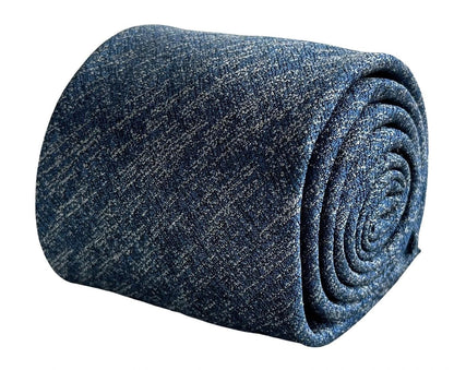 Medium Blue and White Scratched Design Tie by Frederick Thomas Handcrafted Luxury for Subtle Professional Impression by Frederick Thomas Handmade Mens Ties
