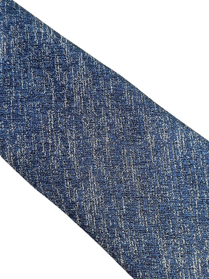 Medium Blue and White Scratched Design Tie by Frederick Thomas Handcrafted Luxury for Subtle Professional Impression by Frederick Thomas Handmade Mens Ties